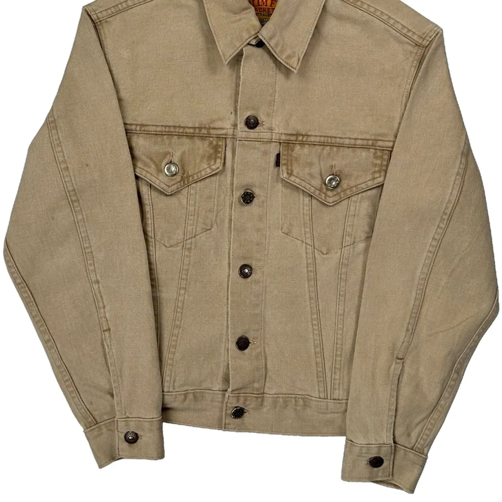 60S/70S Levis Slim Fit Jackets Western Style Denim Jacket - XS Beige Cotton - Image 6