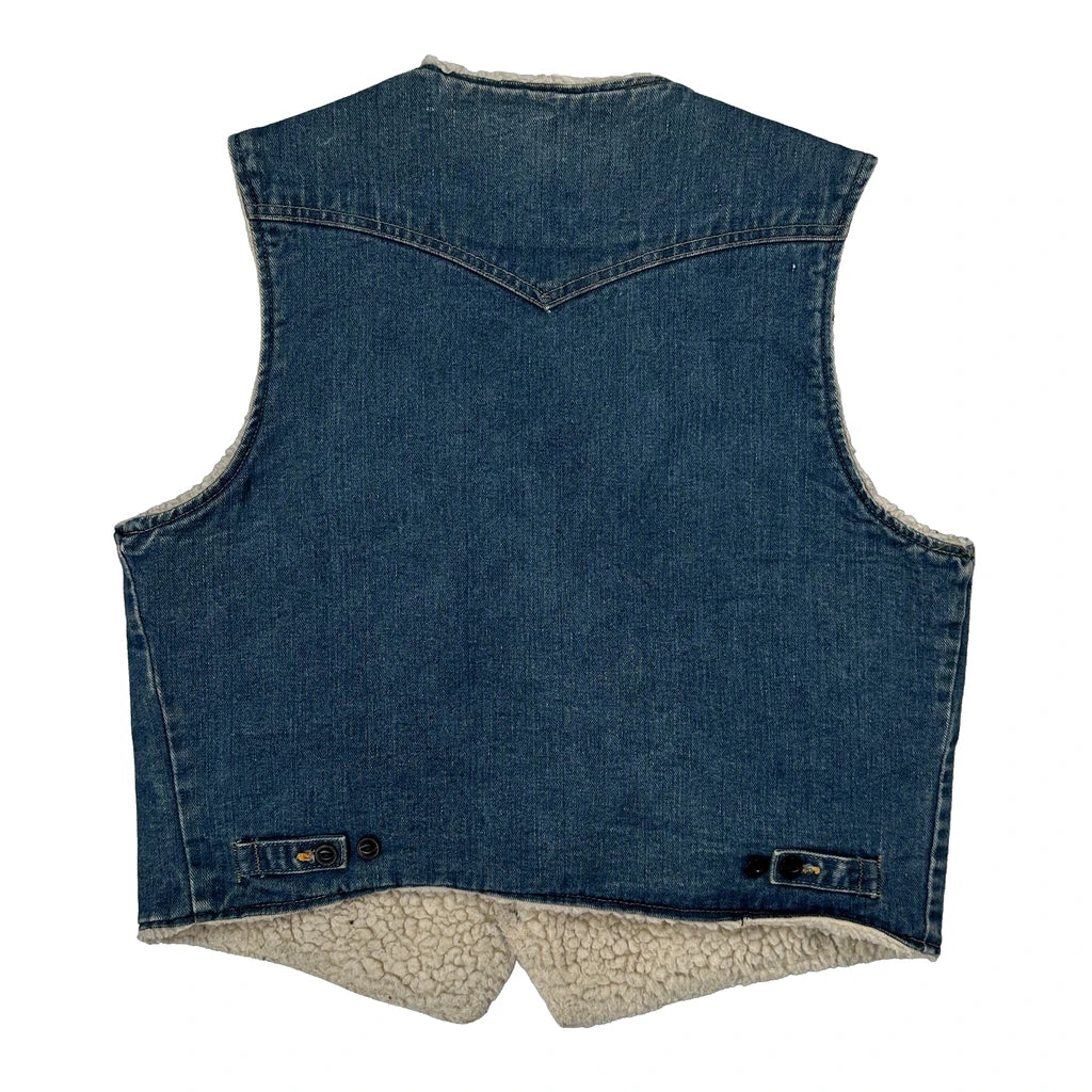 70S Lee Stormrider Denim Vest - Large Blue Denim - Image 2