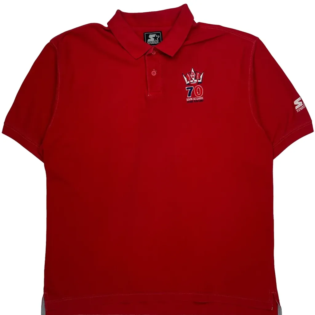 70Th Anniversary Starter Polo Shirt - XL Red Cotton - Image 4