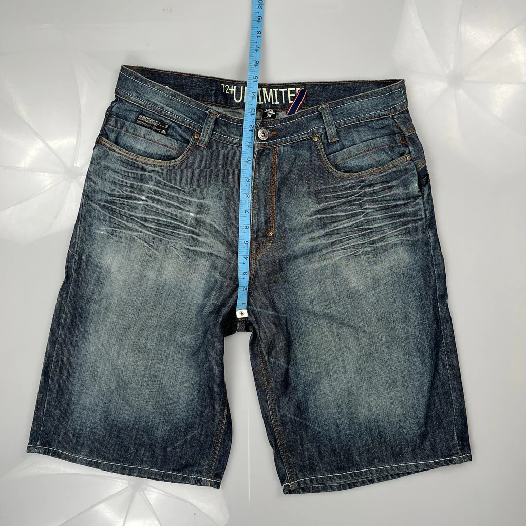 72+ Baggy Denim Shorts - 36W 12L Blue Cotton - Image 4