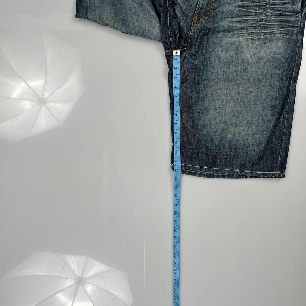 72+ Baggy Denim Shorts - 36W 12L Blue Cotton - Image 5