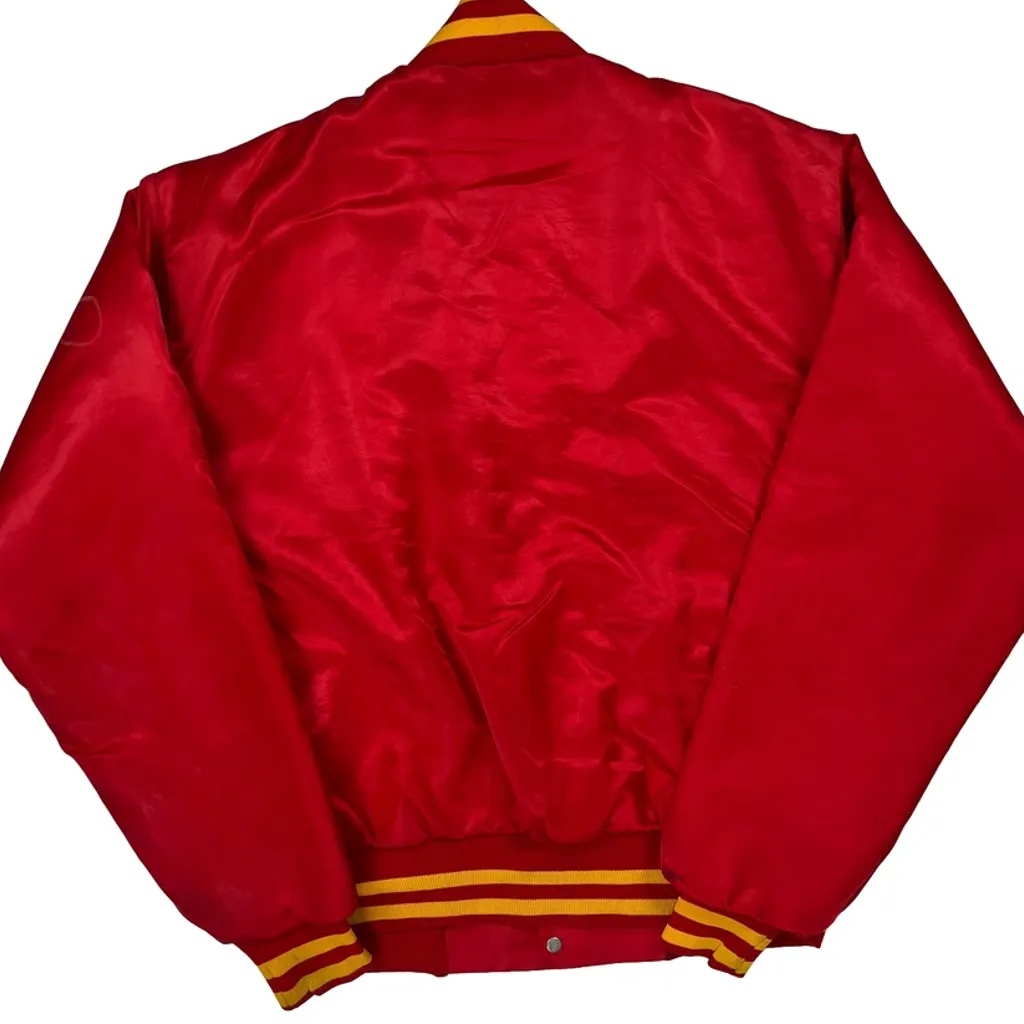 80S 90S Made In USA U.S. Marines Soffe Varsity Jacket - Large Red Polyester - Image 6