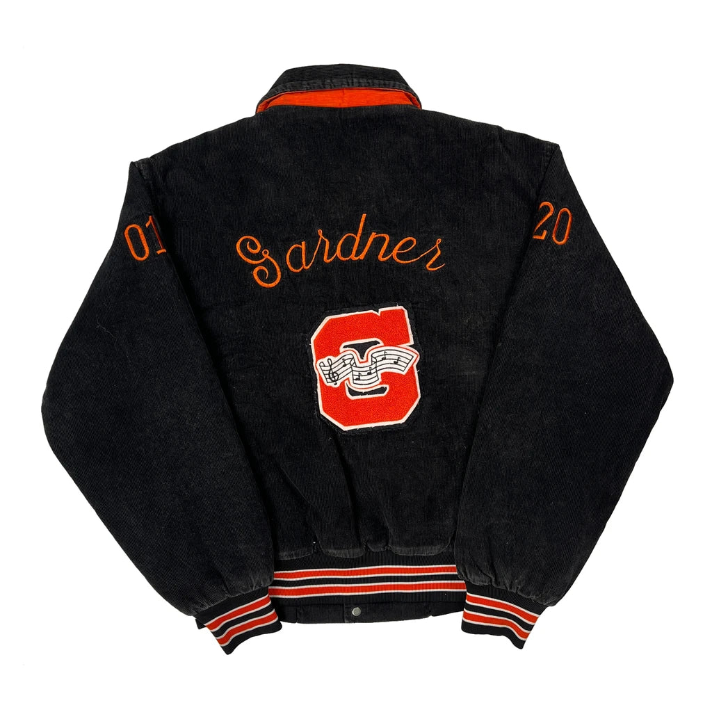 80S 90S Made In USA West Wind Corduroy Graphic College Varsity Jacket - Large Orange Corduroy - Image 2
