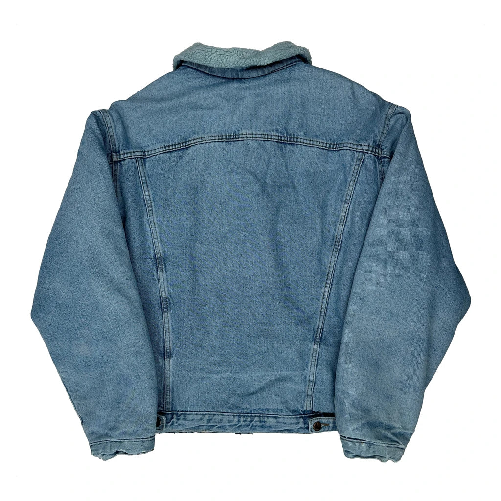 80S Americanino Sherpa Lined Denim Jacket - Large Blue Denim - Image 2