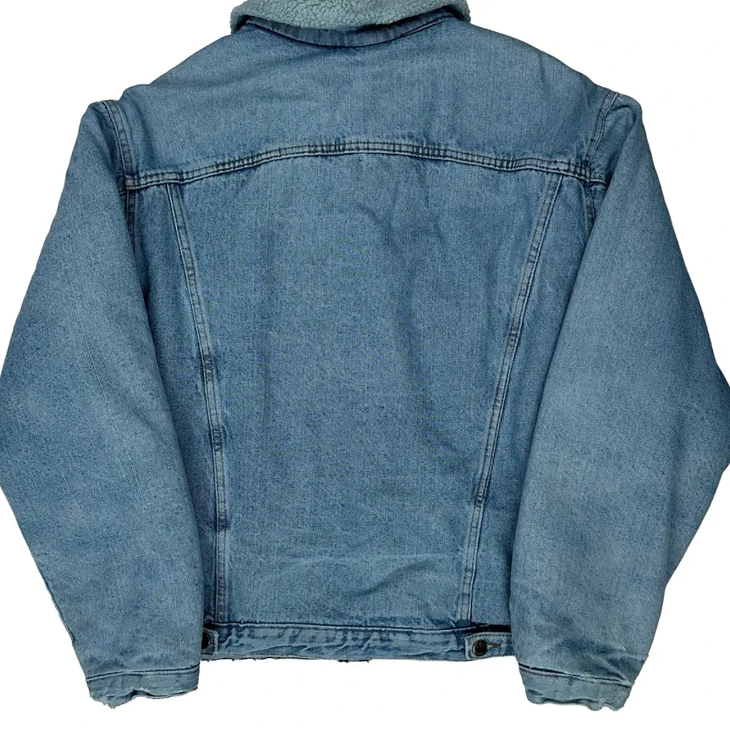 80S Americanino Sherpa Lined Denim Jacket - Large Blue Denim - Image 6