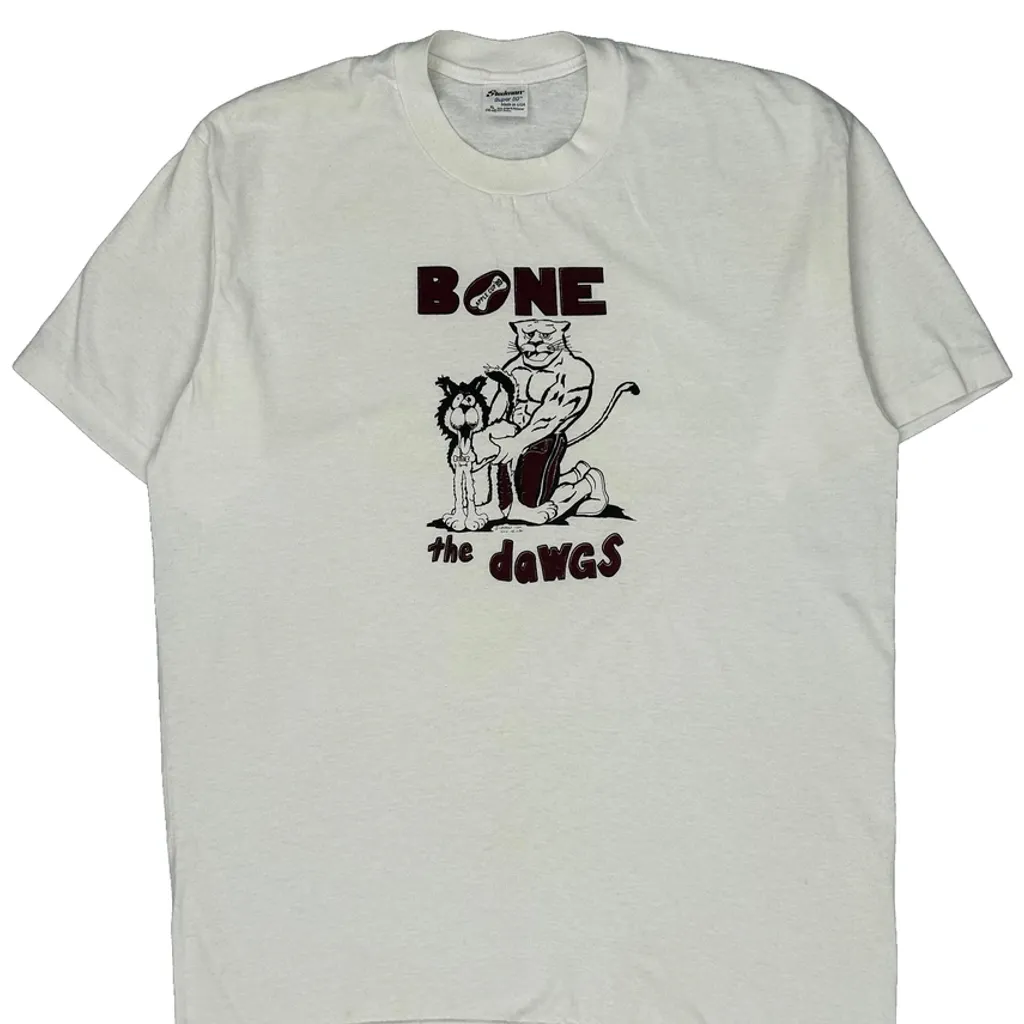 80S Bone The Dawgs Stedman Graphic T-Shirt - XL White Cotton Blend - Image 4