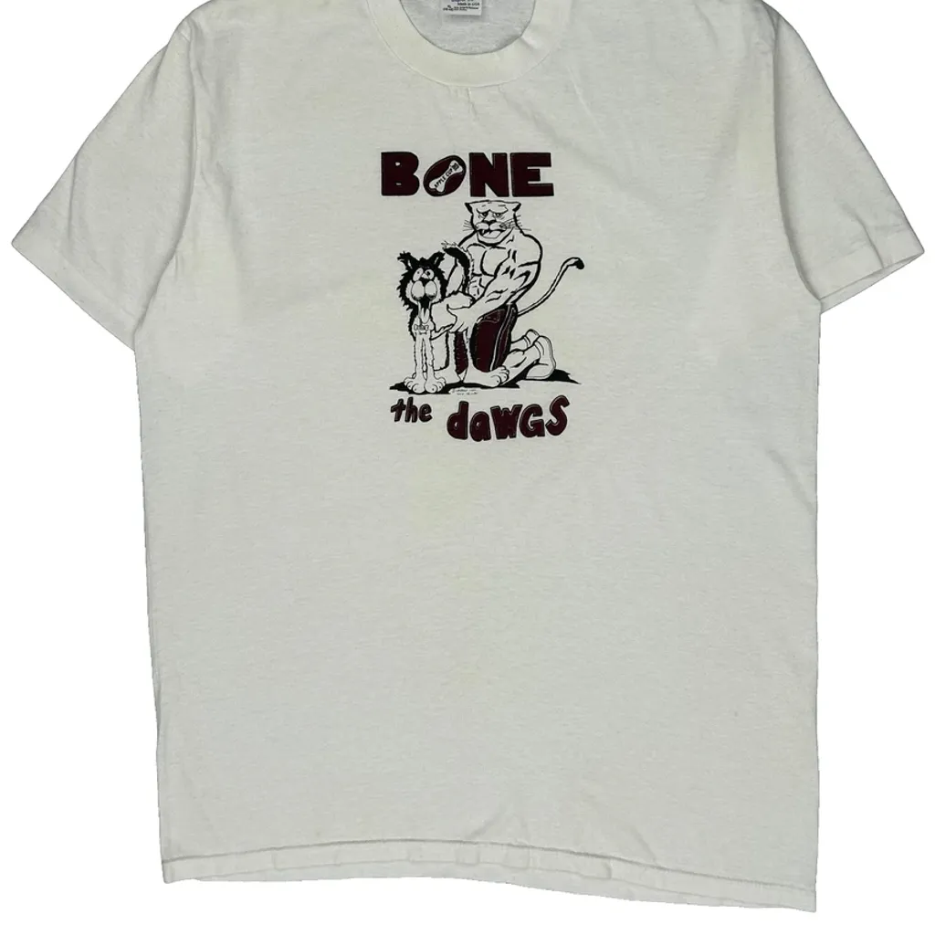 80S Bone The Dawgs Stedman Graphic T-Shirt - XL White Cotton Blend - Image 5