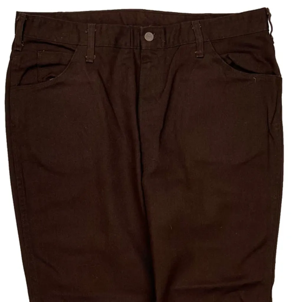 80S Dickies Boot Cut Work Trousers - 36W 29L Brown Cotton Blend - Image 10