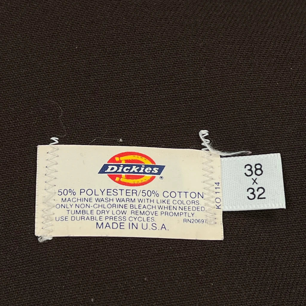 80S Dickies Boot Cut Work Trousers - 36W 29L Brown Cotton Blend - Image 6