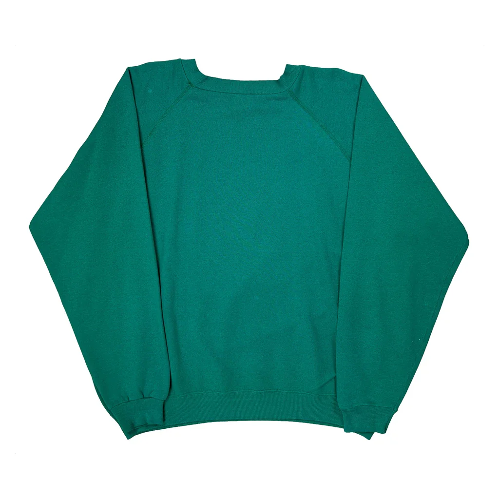 80S Duck, N.C. Hanes Graphic Sweatshirt - XL Green Cotton Blend - Image 2
