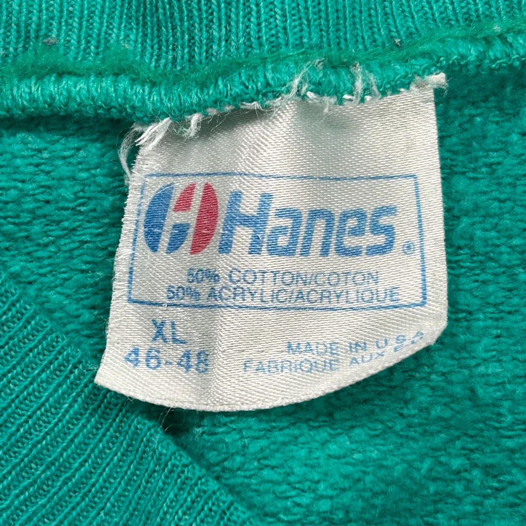 80S Duck, N.C. Hanes Graphic Sweatshirt - XL Green Cotton Blend - Image 3