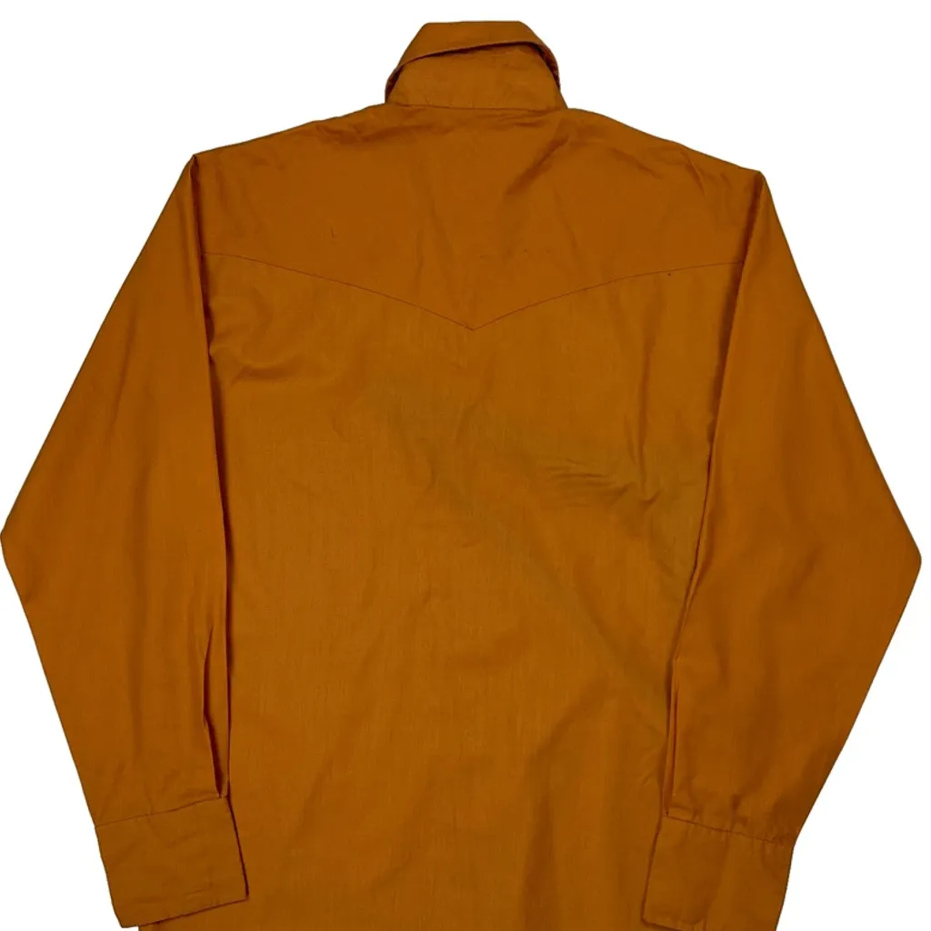 80S Ely Wagon Boss Pearl Snap Shirt - Medium Orange Polyester Blend - Image 7