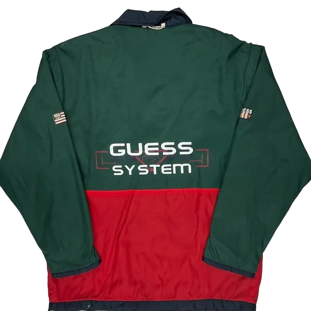 80S Guess System Guess Graphic Jacket - XL Green Nylon - Image 6