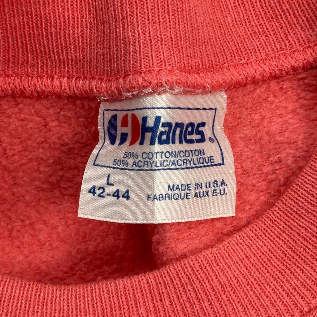 80S Hanes Graphic Raglan Sweatshirt - Large Red Cotton Blend - Image 3