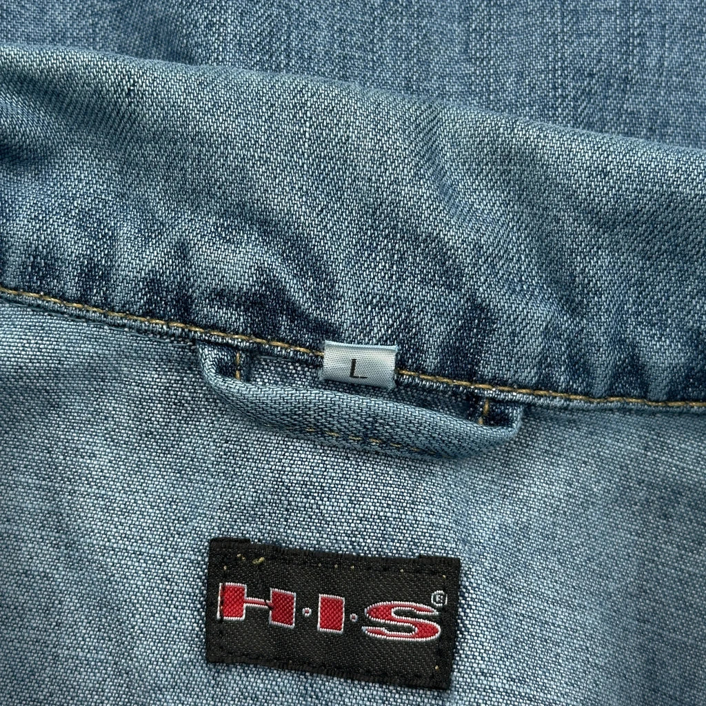 80S His Henry Siegel Denim Jacket - Large Blue Denim - Image 3