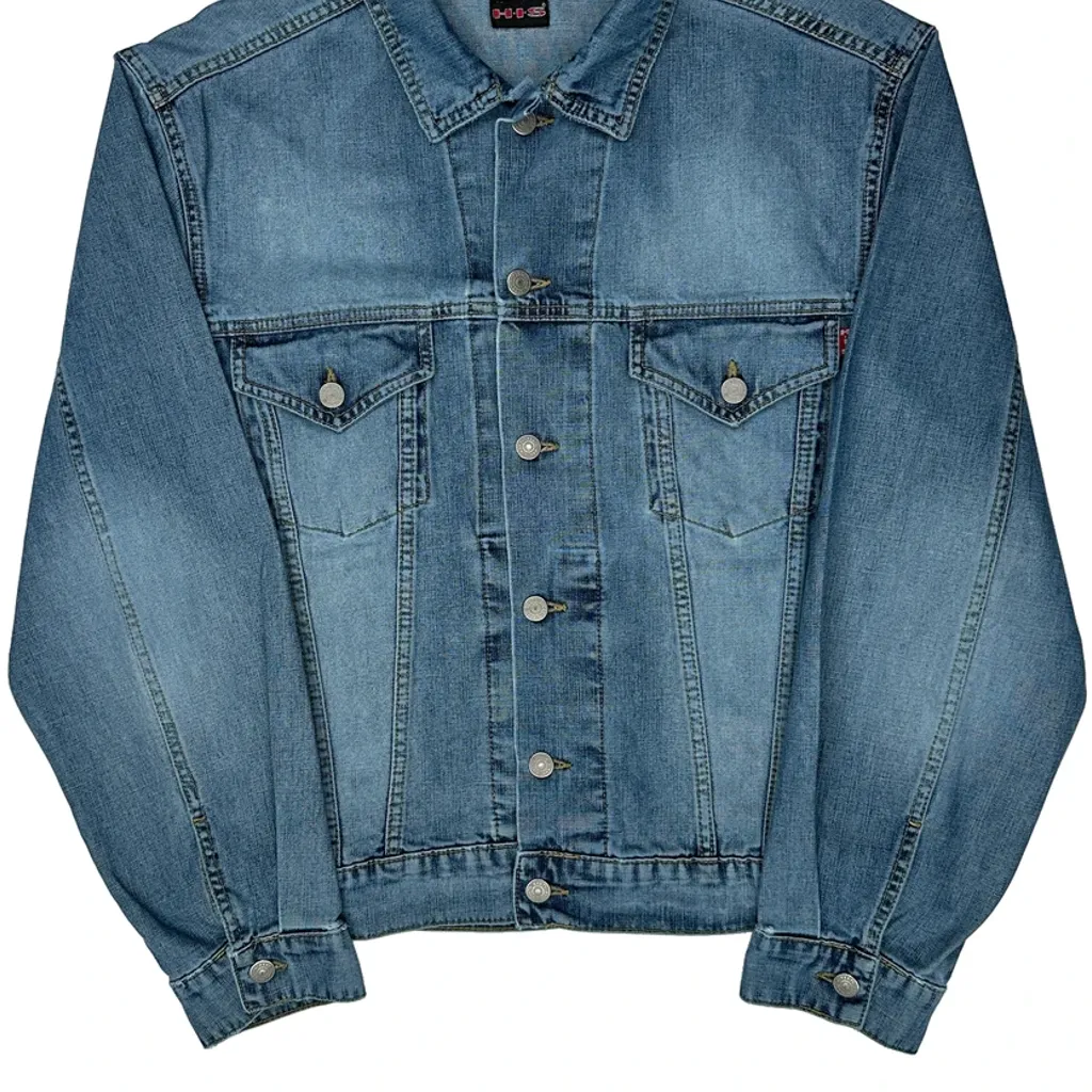 80S His Henry Siegel Denim Jacket - Large Blue Denim - Image 4
