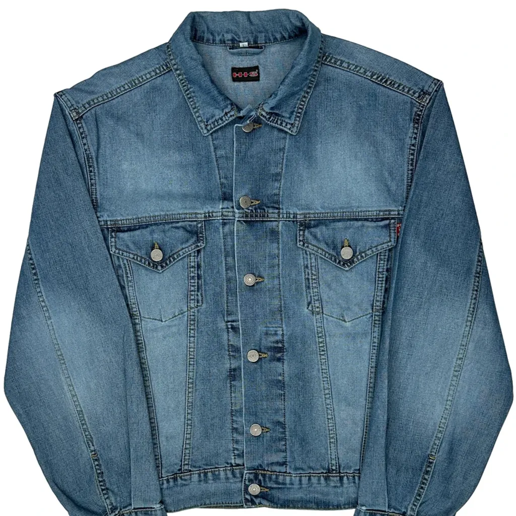 80S His Henry Siegel Denim Jacket - Large Blue Denim - Image 5