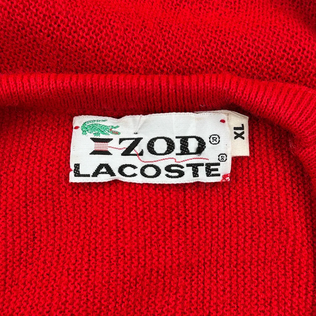 80S Lacoste Izod Jumper - XL Red Cotton - Image 3