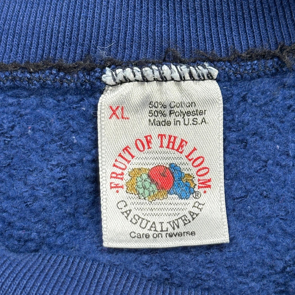 80S Made In USA Fruit Of The Loom Blank Sweatshirt - XL Blue Cotton Blend - Image 3