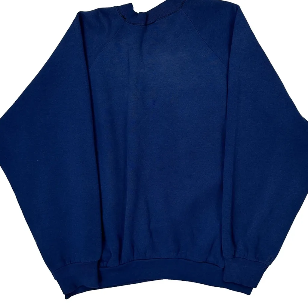 80S Made In USA Fruit Of The Loom Blank Sweatshirt - XL Blue Cotton Blend - Image 7