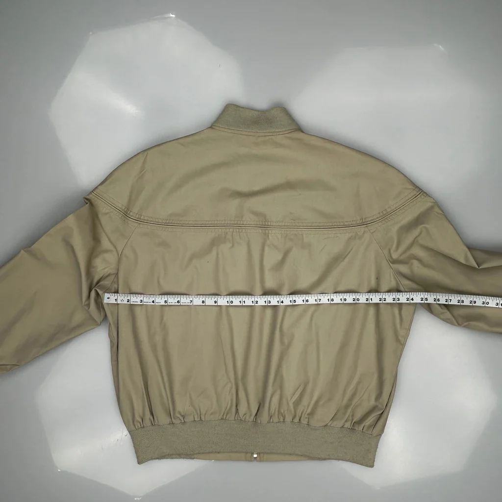 80S Made In USA Lee Bomber Jacket - Large Beige Cotton - Image 3