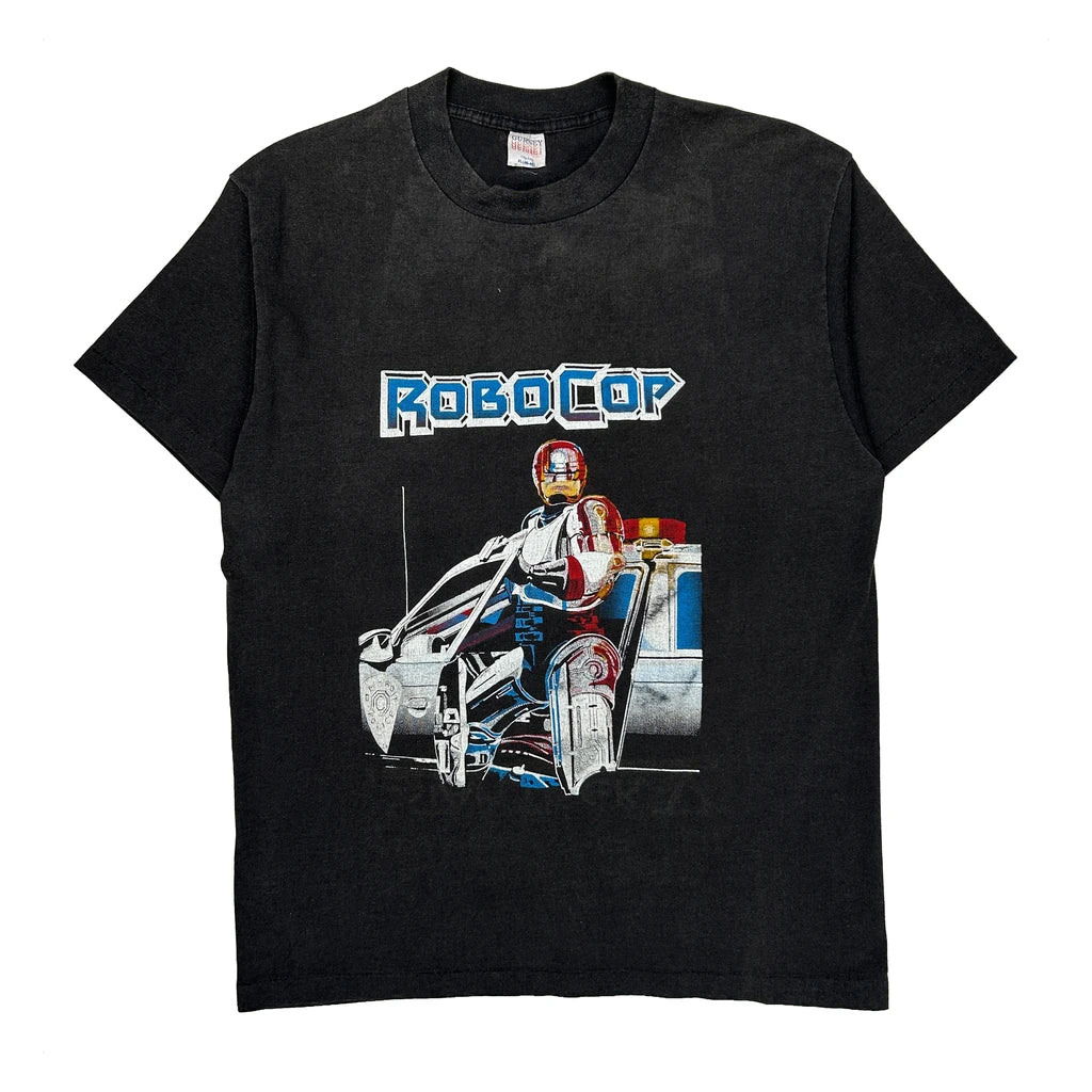 80S Robocop Gurney Promo Graphic T-Shirt - XL Black Cotton