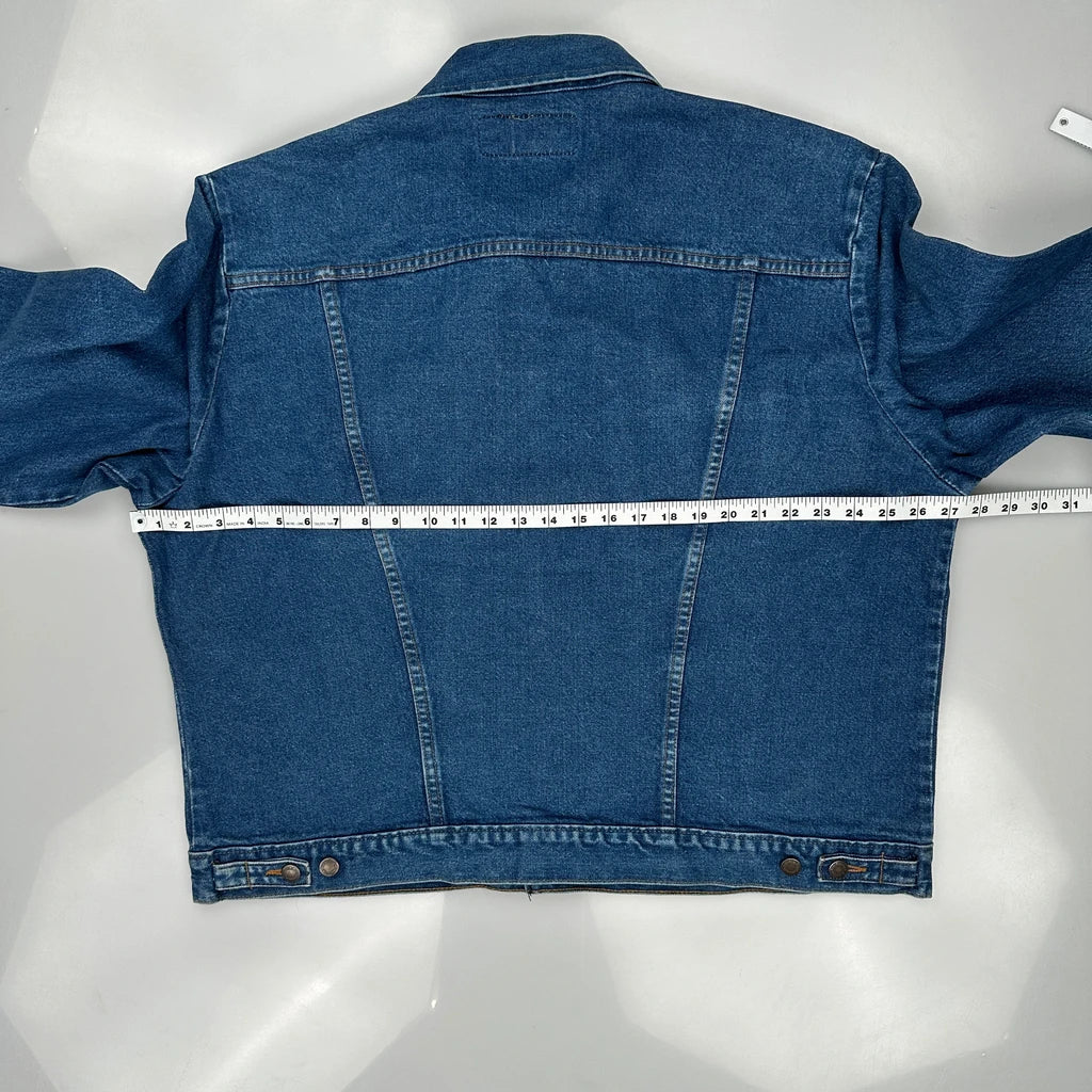 80S Slim Wrangler Western Cut Denim Jacket - 2XL Blue Denim - Image 3