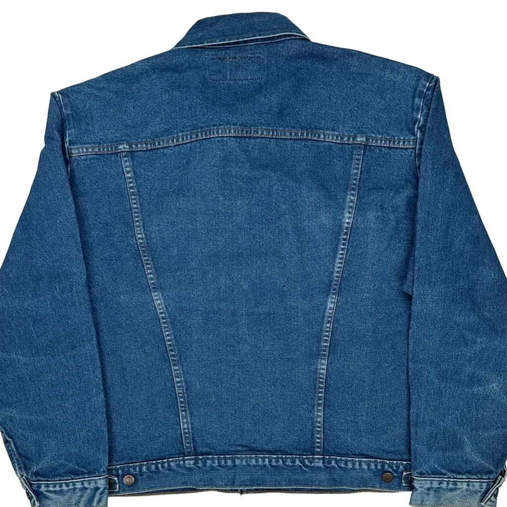 80S Slim Wrangler Western Cut Denim Jacket - 2XL Blue Denim - Image 6