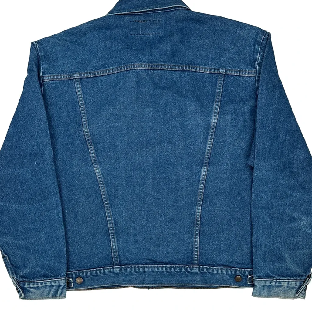 80S Slim Wrangler Western Cut Denim Jacket - 2XL Blue Denim - Image 7