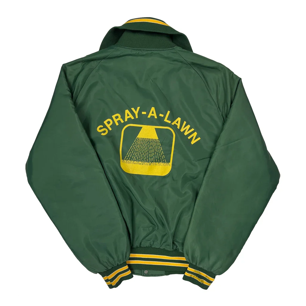 80S Spray-A-Lawn Unbranded Varsity Jacket - Large Green Polyester - Image 2