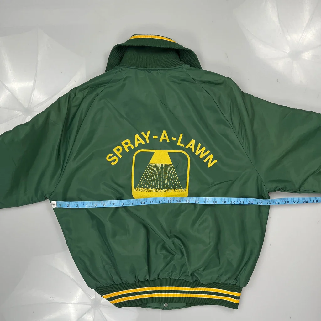 80S Spray-A-Lawn Unbranded Varsity Jacket - Large Green Polyester - Image 3