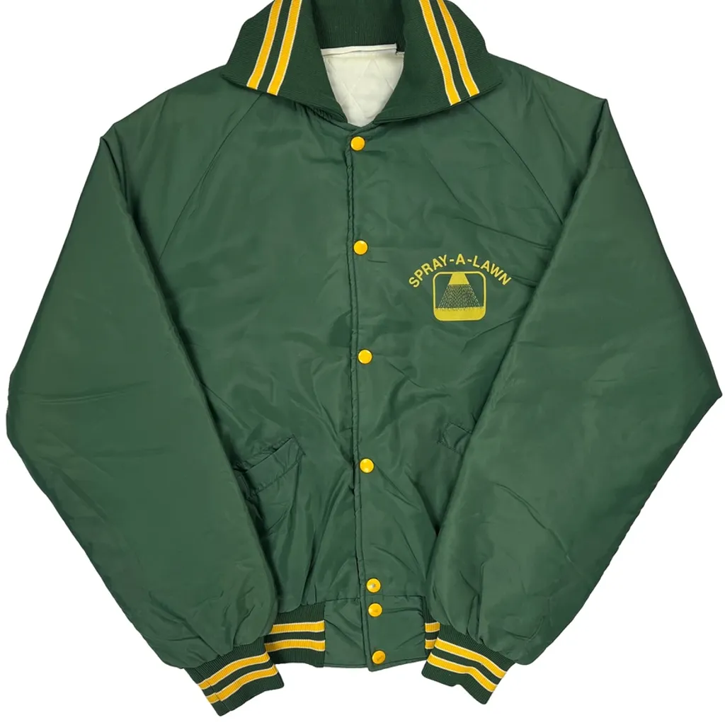 80S Spray-A-Lawn Unbranded Varsity Jacket - Large Green Polyester - Image 5