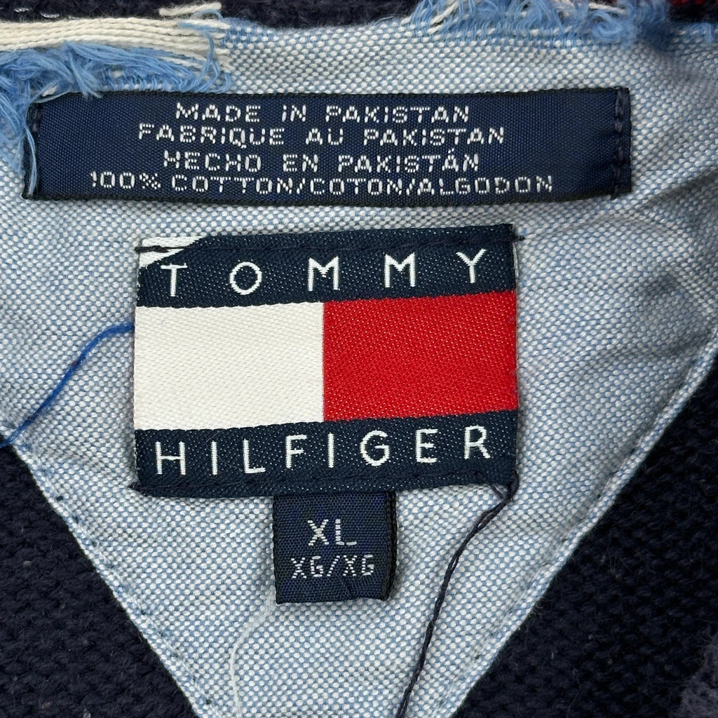 80S Tommy Hilfiger Jumper - XL Navy Cotton - Image 3