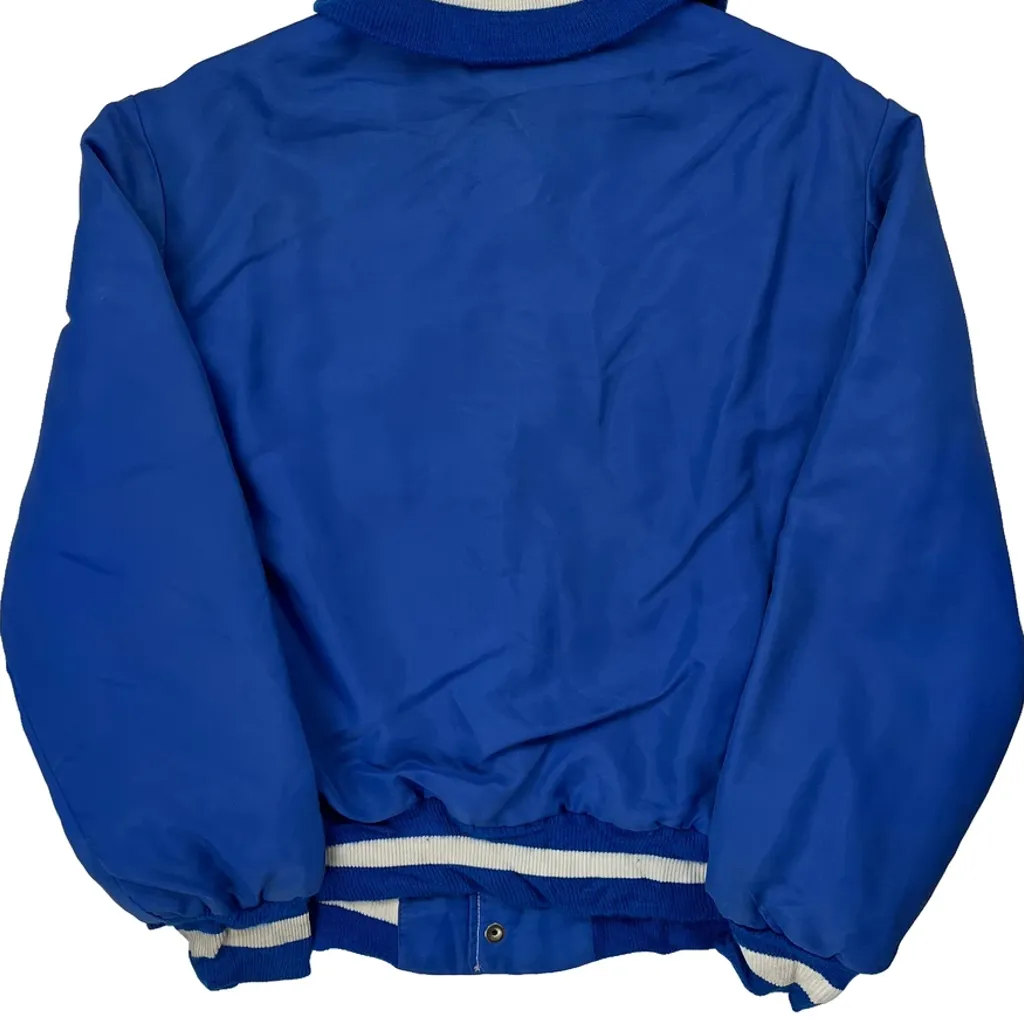 80S Toronto Maple Leafs Nhl Satin Varsity Jacket - Large Blue Nylon - Image 6