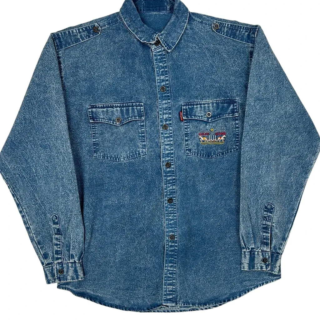 80S Unbranded Denim Shirt - Large Blue Denim - Image 4