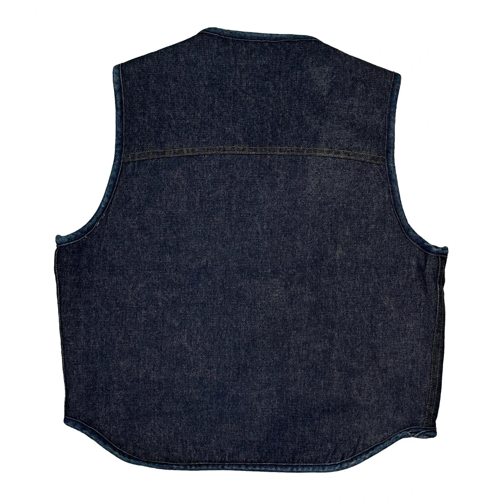 80S Union Made In USA Carhartt Sherpa Lined Denim Vest - Large Blue Denim - Image 2