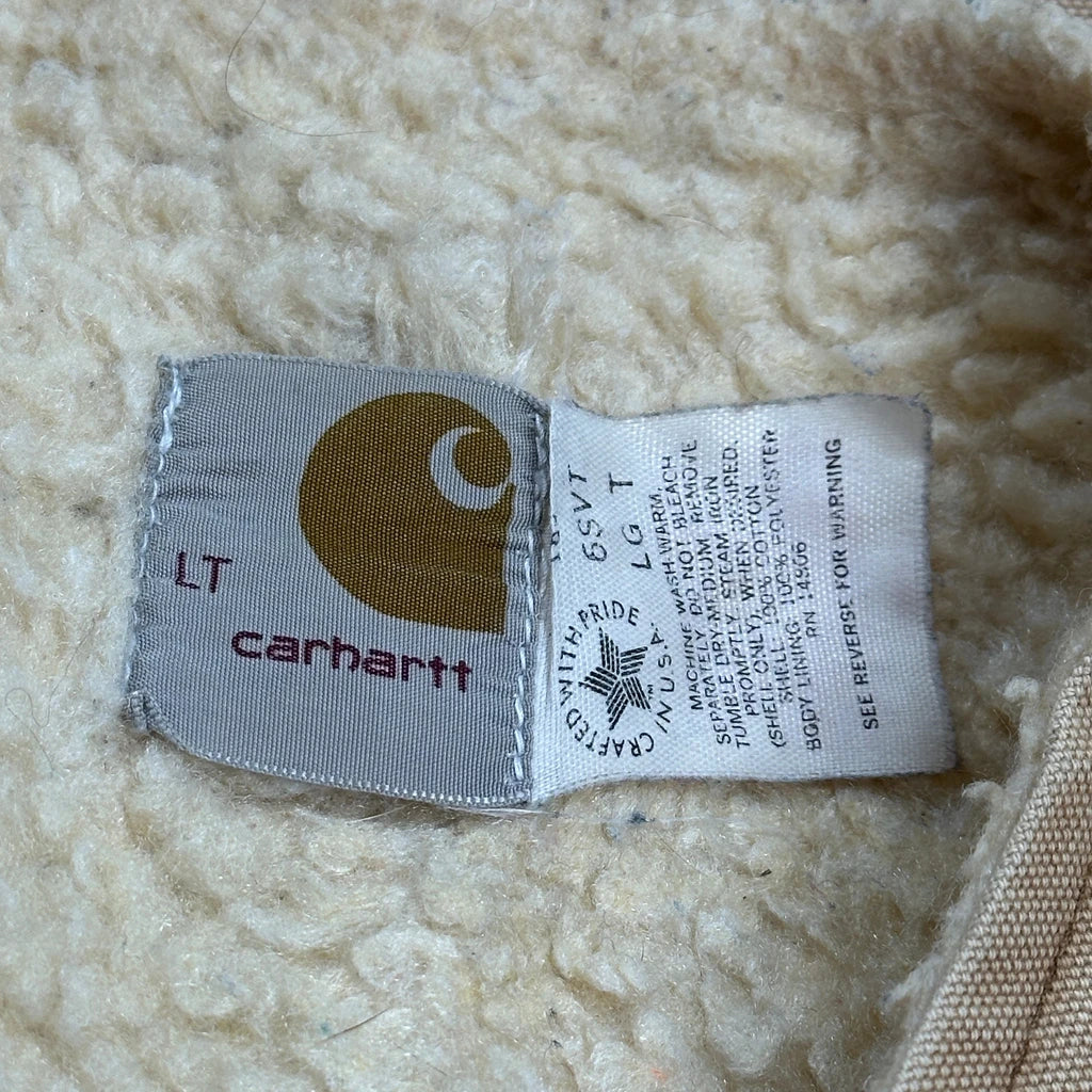80S Union Made In USA Carhartt Sherpa Lined Vest - Large Beige Cotton - Image 4