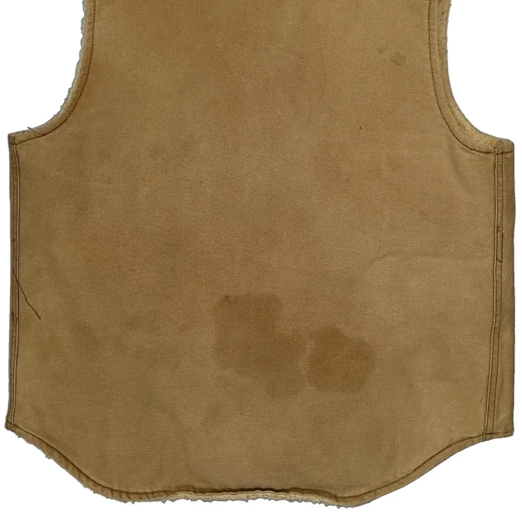 80S Union Made In USA Carhartt Sherpa Lined Vest - Large Beige Cotton - Image 8