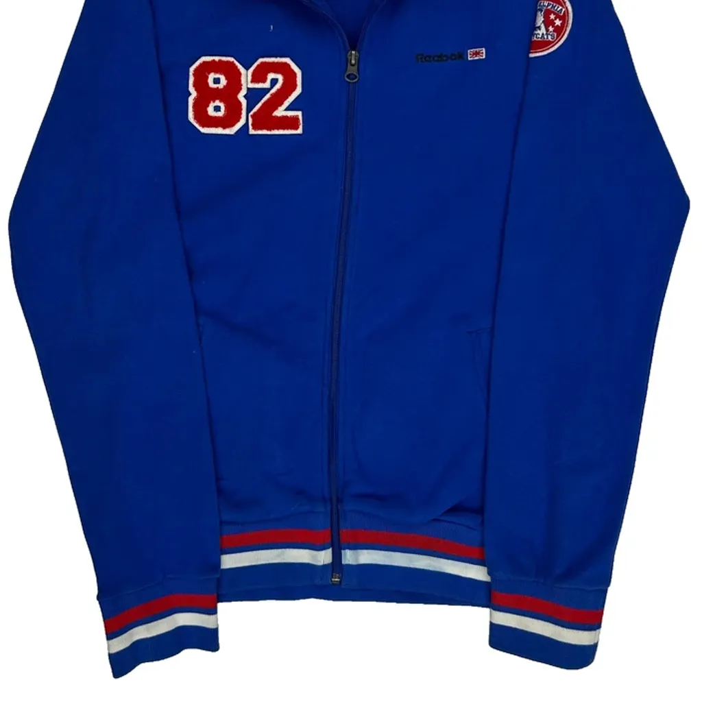 82 Patch Reebok Track Jacket - Large Blue Cotton - Image 4