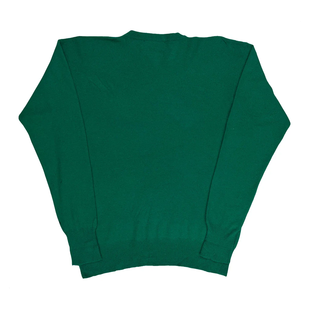 90S 100% Cashmere Polo By Ralph Lauren Jumper - Medium Green Cashmere - Image 2
