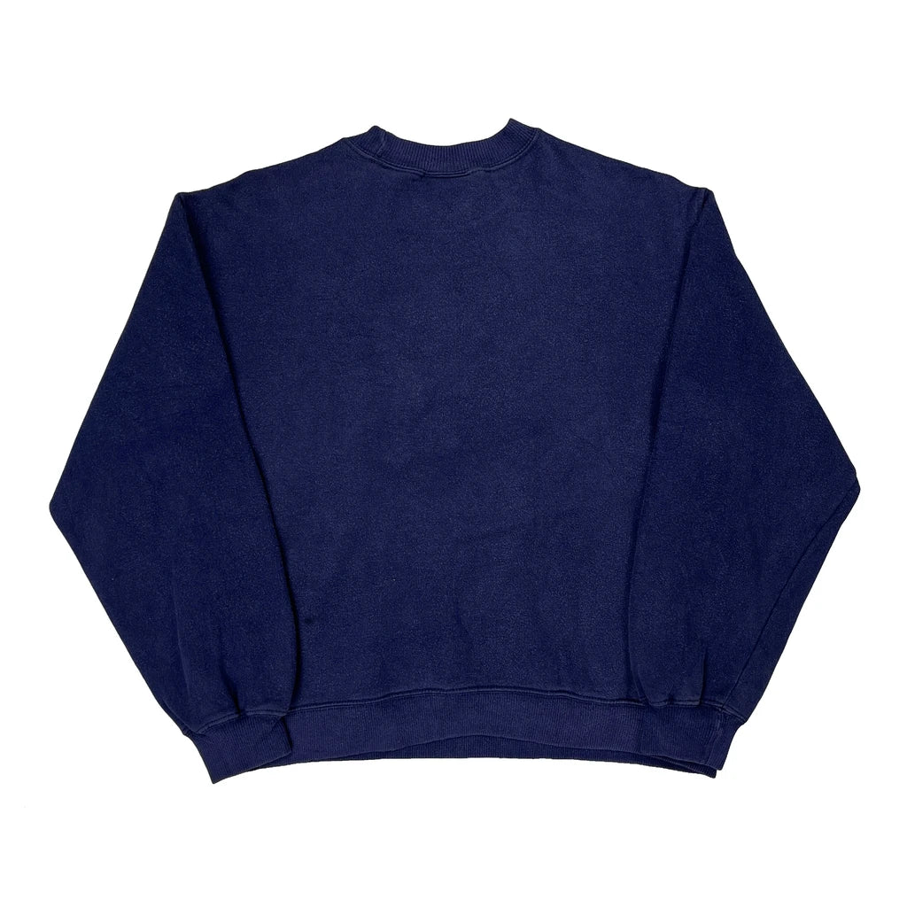 90S Adidas Embroidered Graphic Sweatshirt - Medium Blue Cotton - Image 2