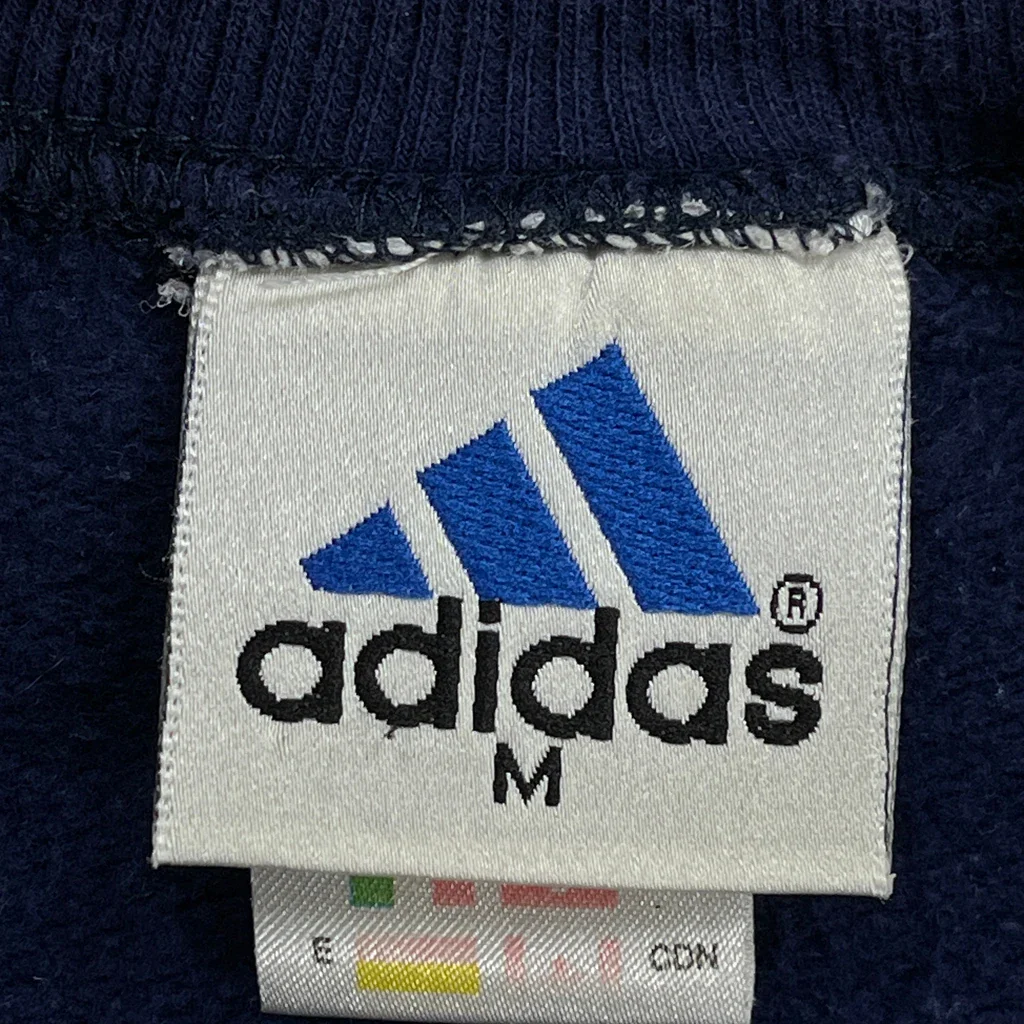 90S Adidas Embroidered Graphic Sweatshirt - Medium Blue Cotton - Image 3