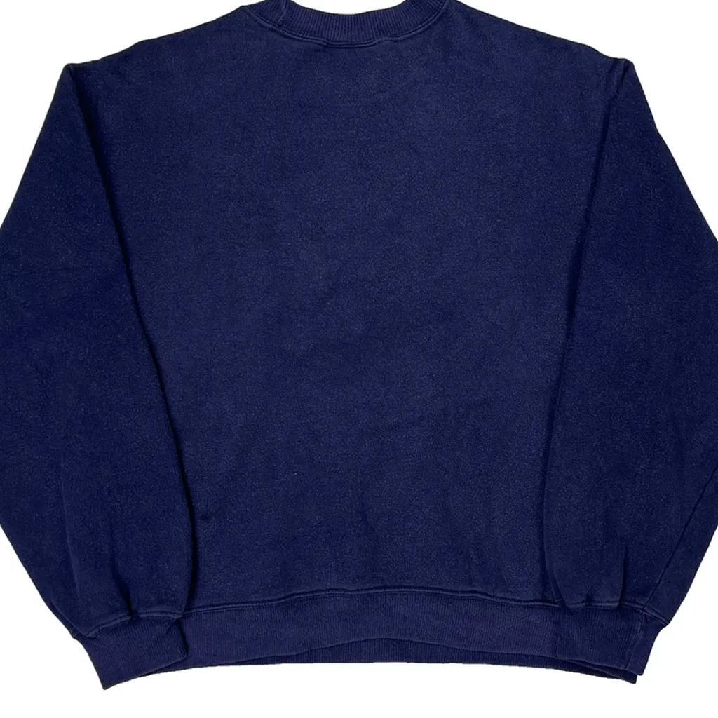 90S Adidas Embroidered Graphic Sweatshirt - Medium Blue Cotton - Image 6