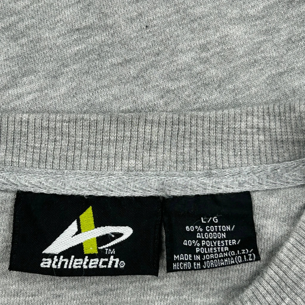 90S Blank Athletech Sweatshirt - Large Grey Cotton Blend - Image 3
