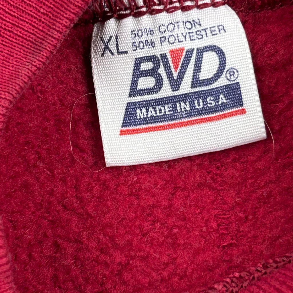 90S Blank Bvd Sweatshirt - XL Red Cotton Blend - Image 3