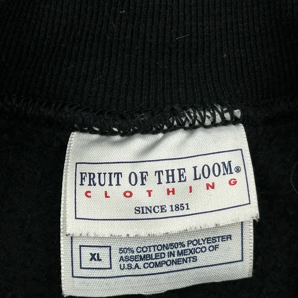 90S Blank Fruit Of The Loom Sweatshirt - XL Black Cotton Blend - Image 3