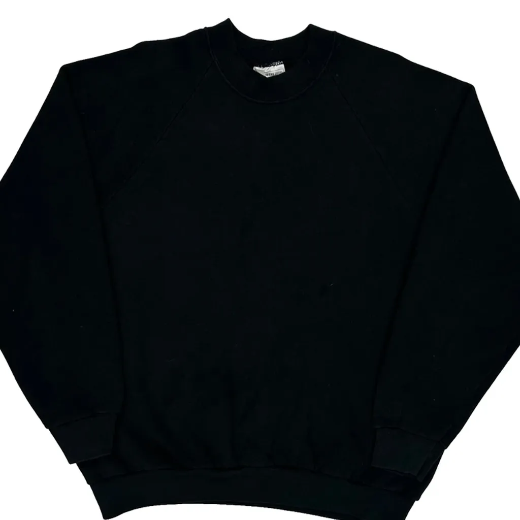 90S Blank Fruit Of The Loom Sweatshirt - XL Black Cotton Blend - Image 4