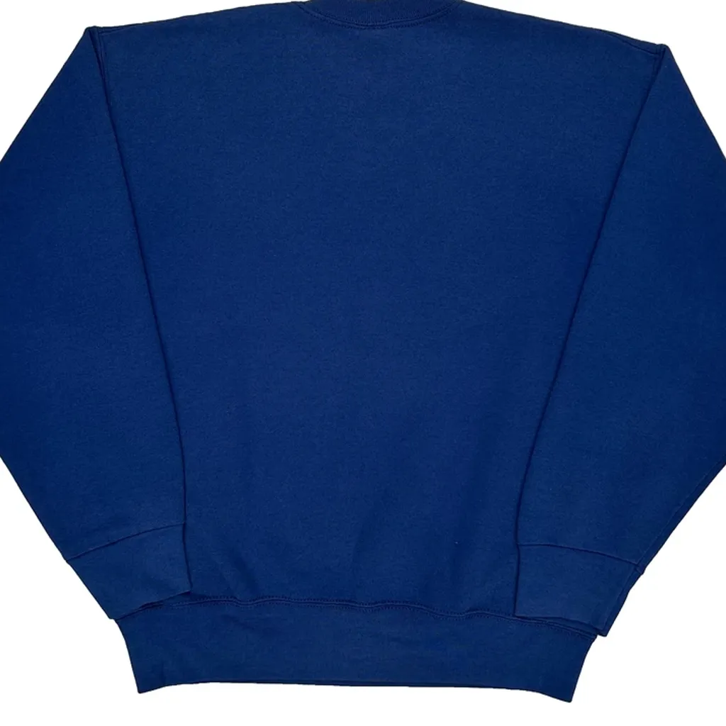 90S Blank Fruit Of The Loom Sweatshirt - Large Blue Cotton Blend - Image 6