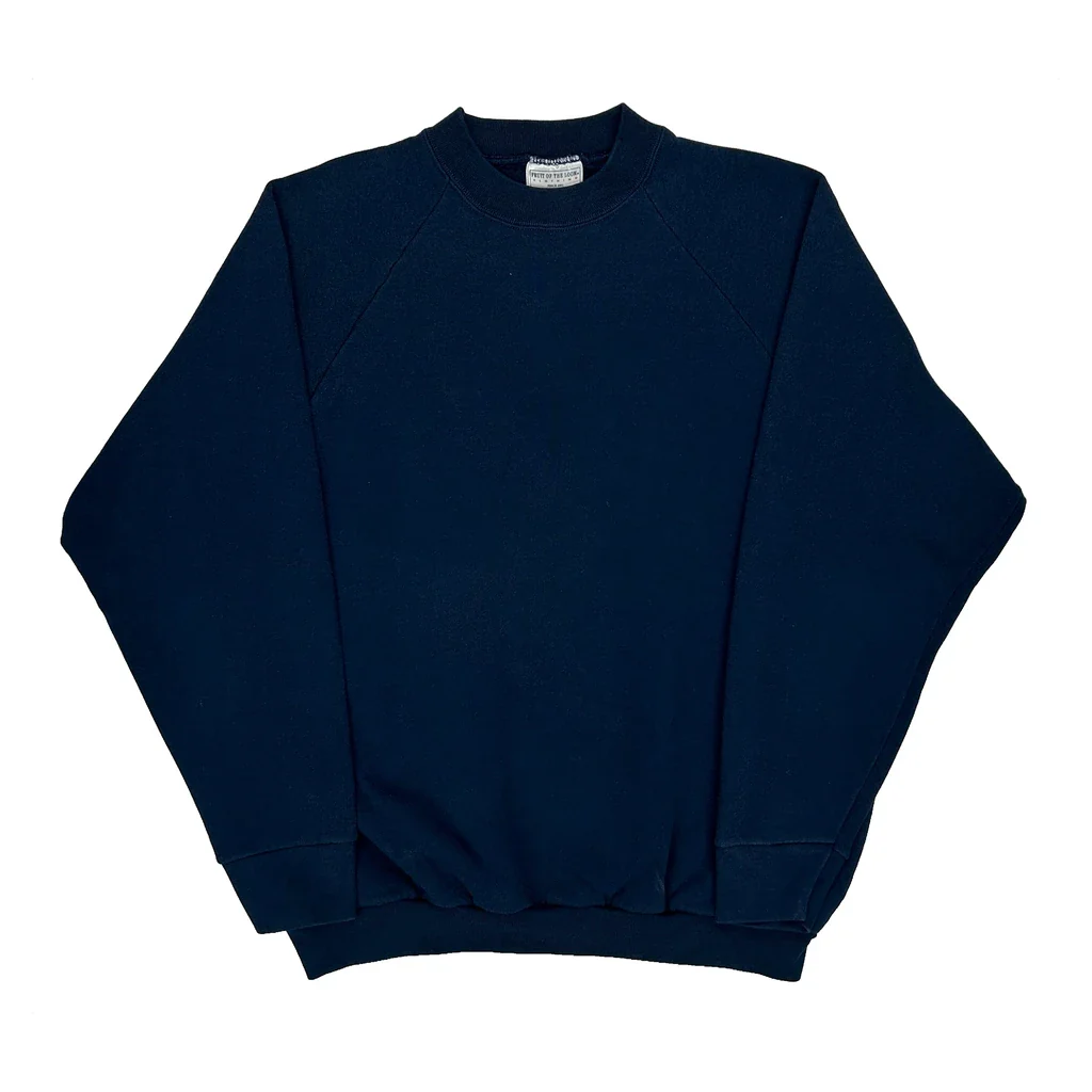 90S Blank Fruit Of The Loom Sweatshirt - XL Navy Cotton Blend
