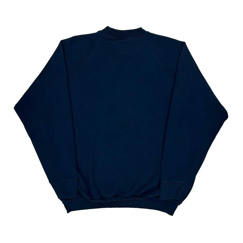 90S Blank Fruit Of The Loom Sweatshirt - XL Navy Cotton Blend - Image 2